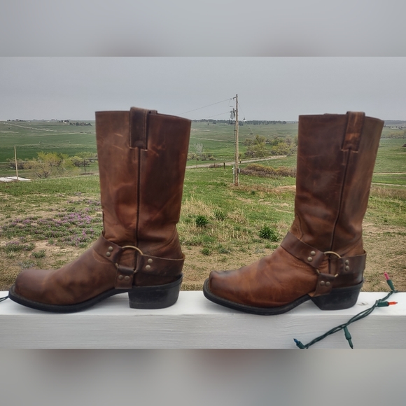 BROWN LEATHER BOULET HARNESS MOTORCYCLE BOOTS WOMENS 9.5 MENS 8.5 - Picture 5 of 15